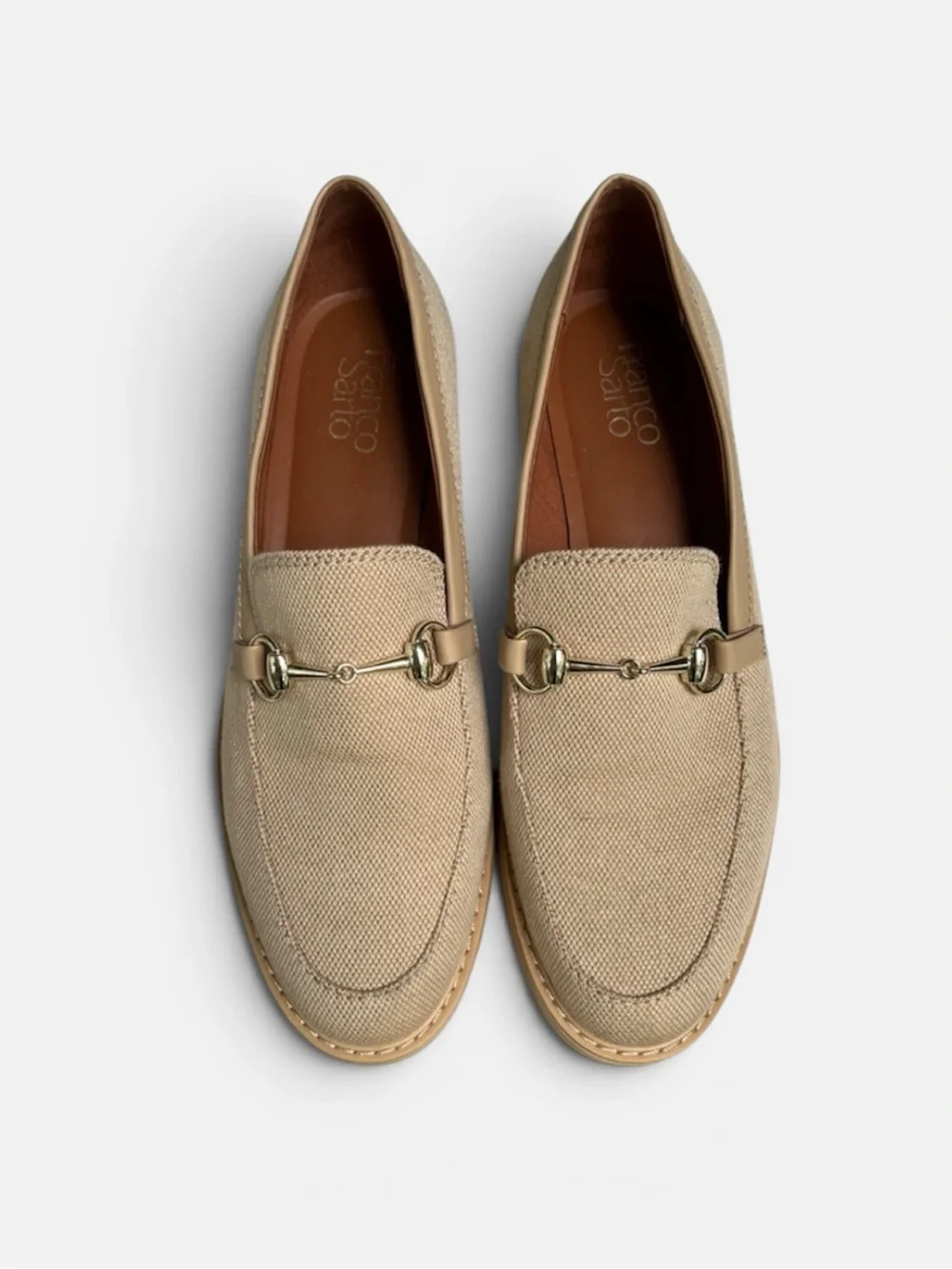 Franco Sarto Cason Woven Canvas Horsebit Loafer in Natural Size 9 1/2